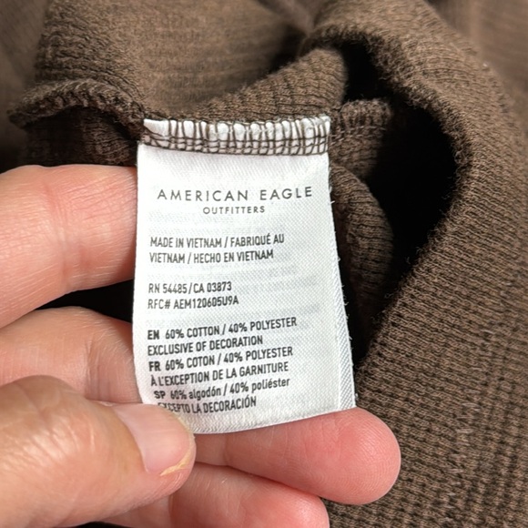 American Eagle Brown Henley Long Sleeve Shirt Size Large - Picture 8 of 8